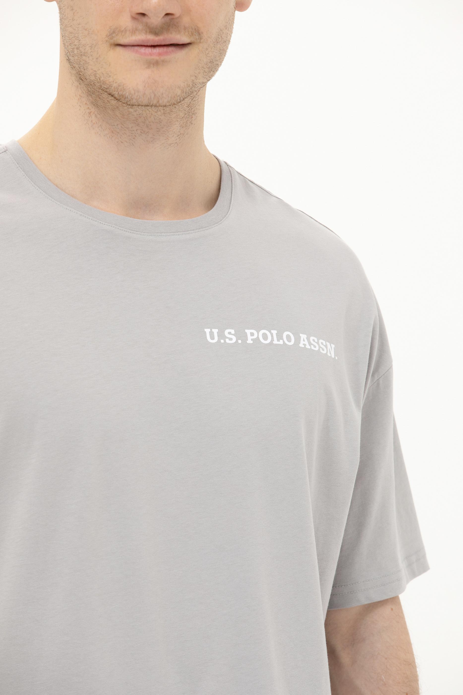 Erkek Gri Oversize Bisiklet Yaka Tişört