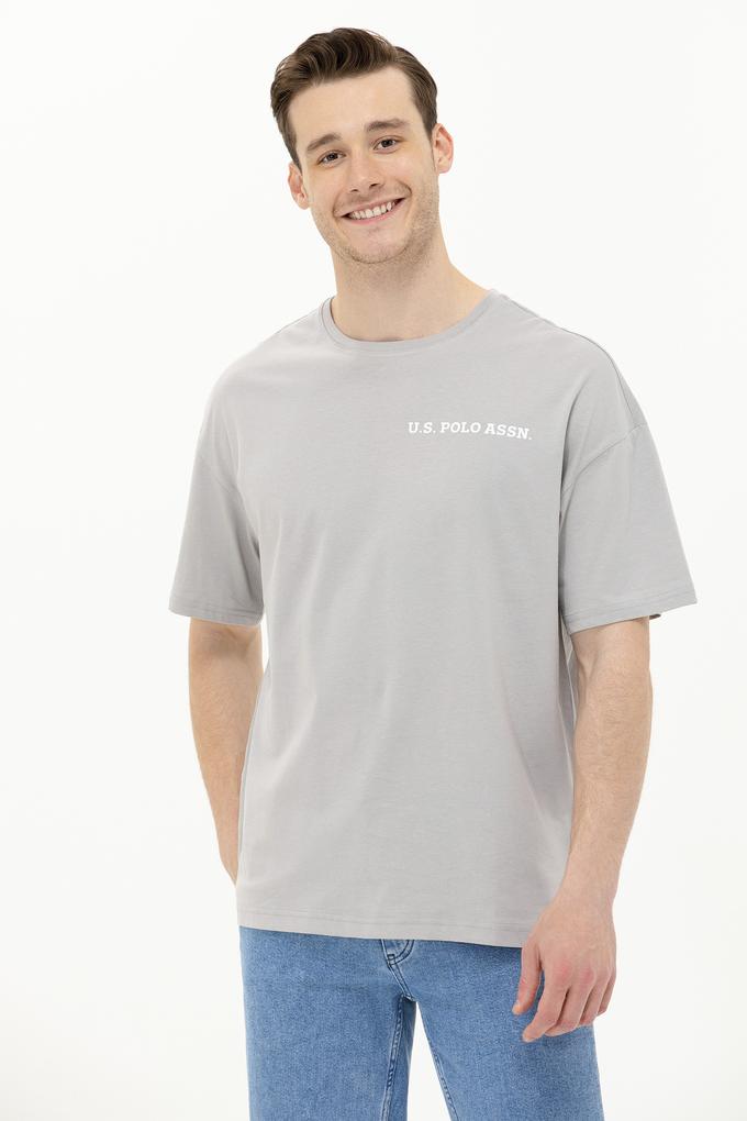 Erkek Gri Oversize Bisiklet Yaka Tişört