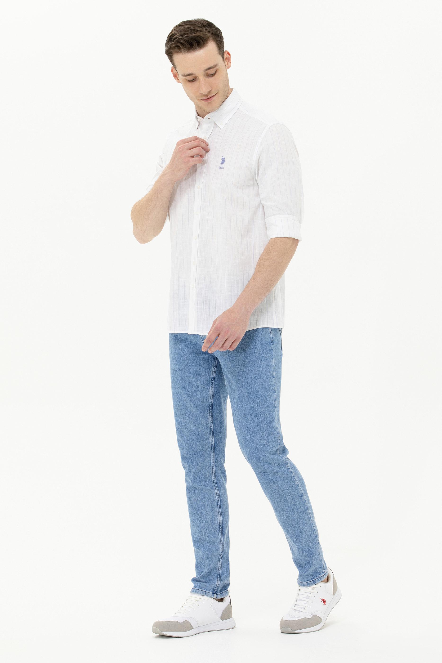 Erkek Mavi Uzun Kollu Gömlek