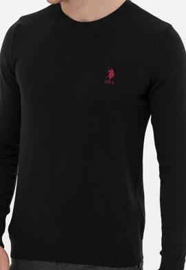 Erkek Siyah Bisiklet Yaka Basic Triko Kazak - 50253443001