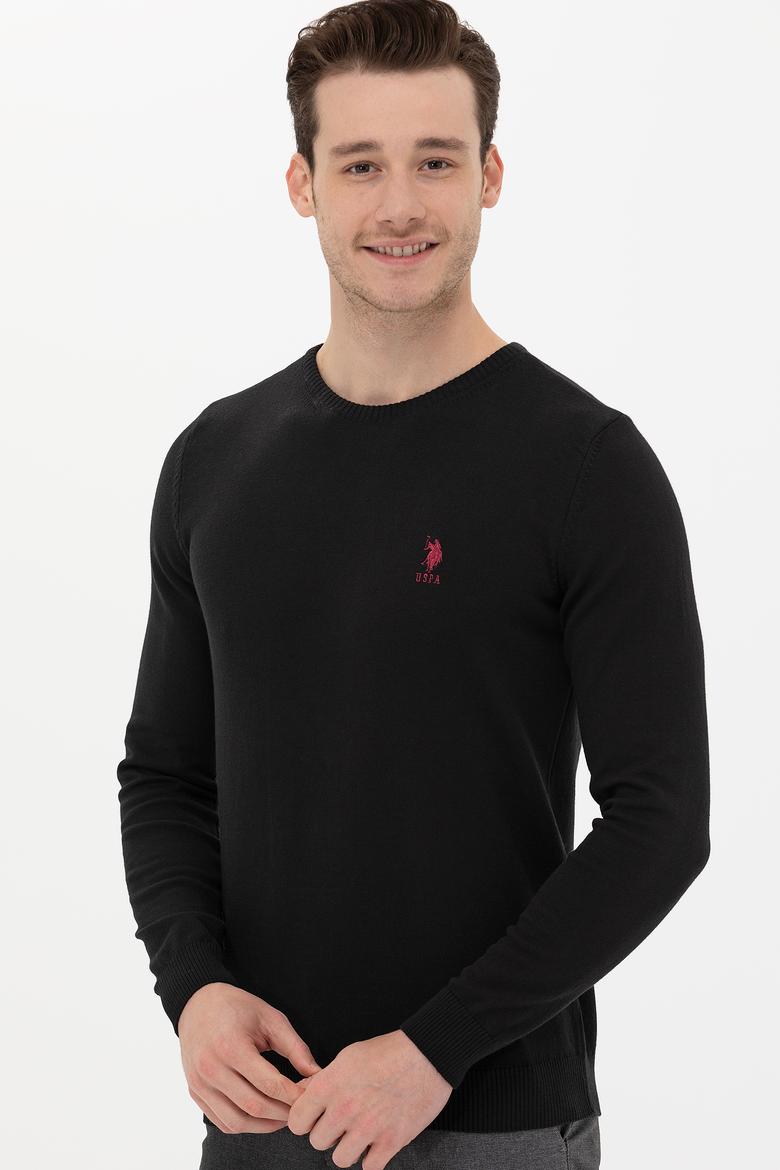 Erkek Siyah Bisiklet Yaka Basic Triko Kazak - 50253443001