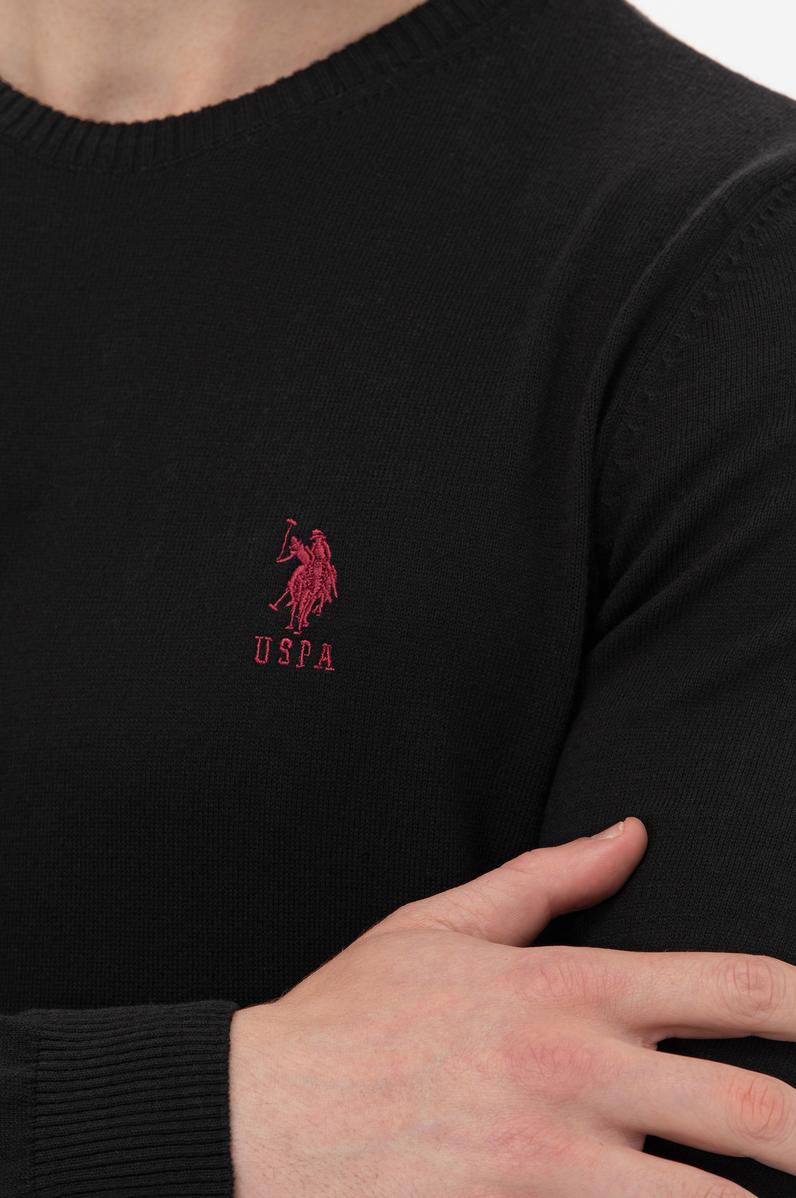 Erkek Siyah Bisiklet Yaka Basic Triko Kazak