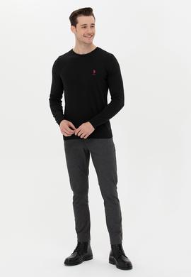 Erkek Siyah Bisiklet Yaka Basic Triko Kazak - 50253443001