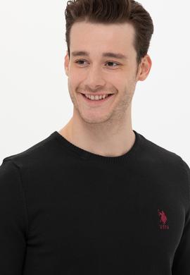 Erkek Siyah Bisiklet Yaka Basic Triko Kazak - 50253443001