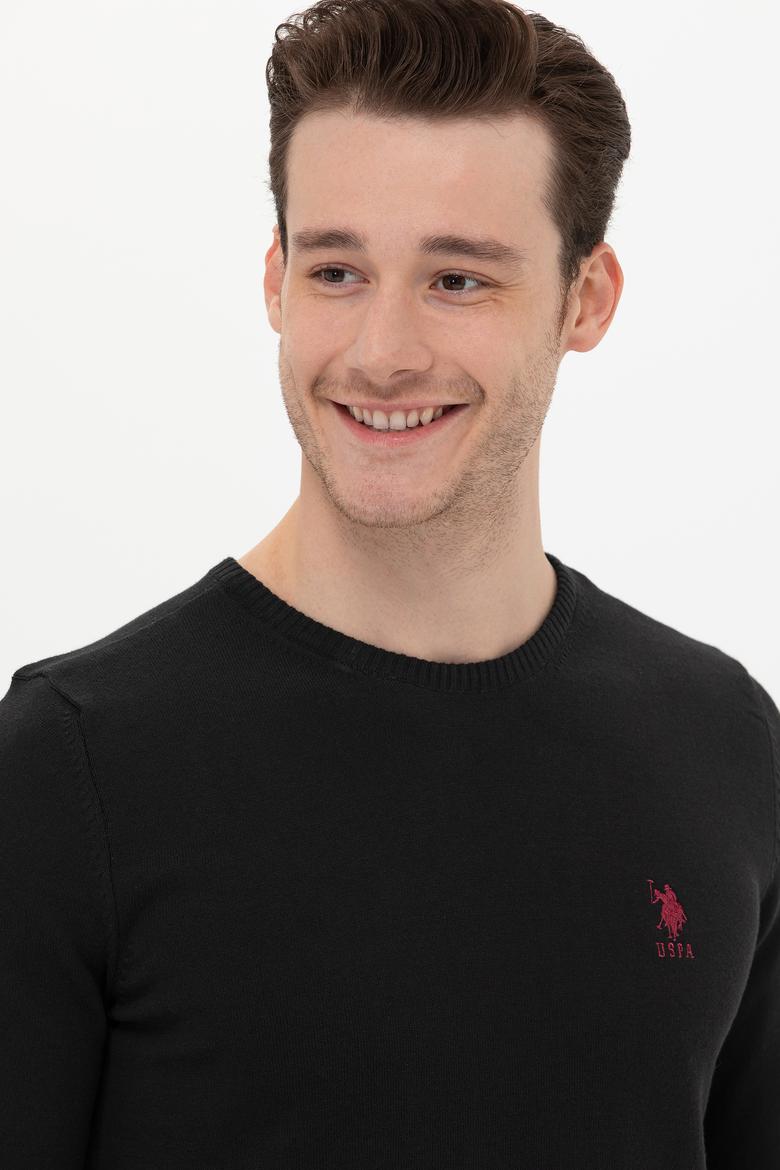 Erkek Siyah Bisiklet Yaka Basic Triko Kazak - 50253443001