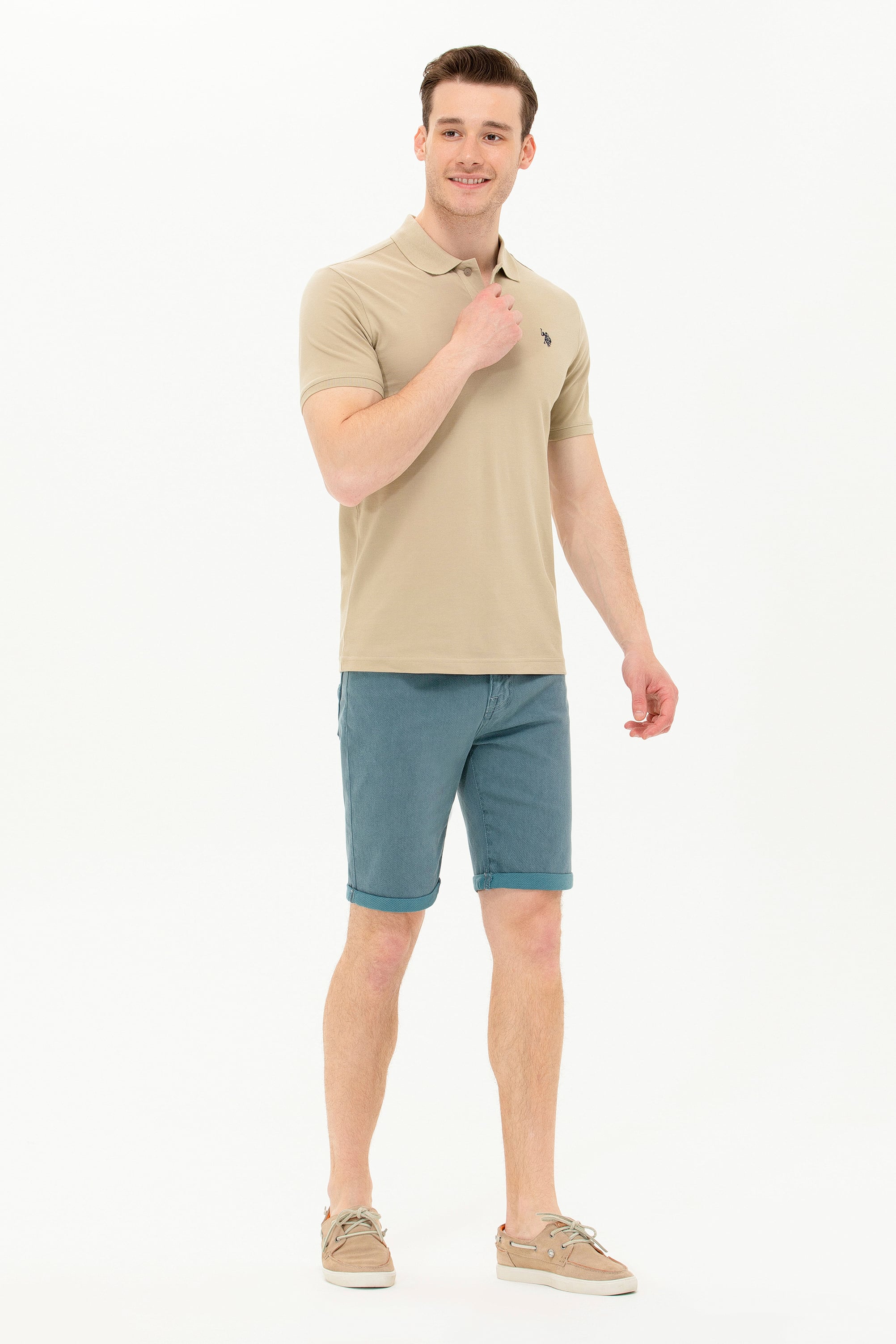 Erkek Haki Basic Polo Yaka Tişört