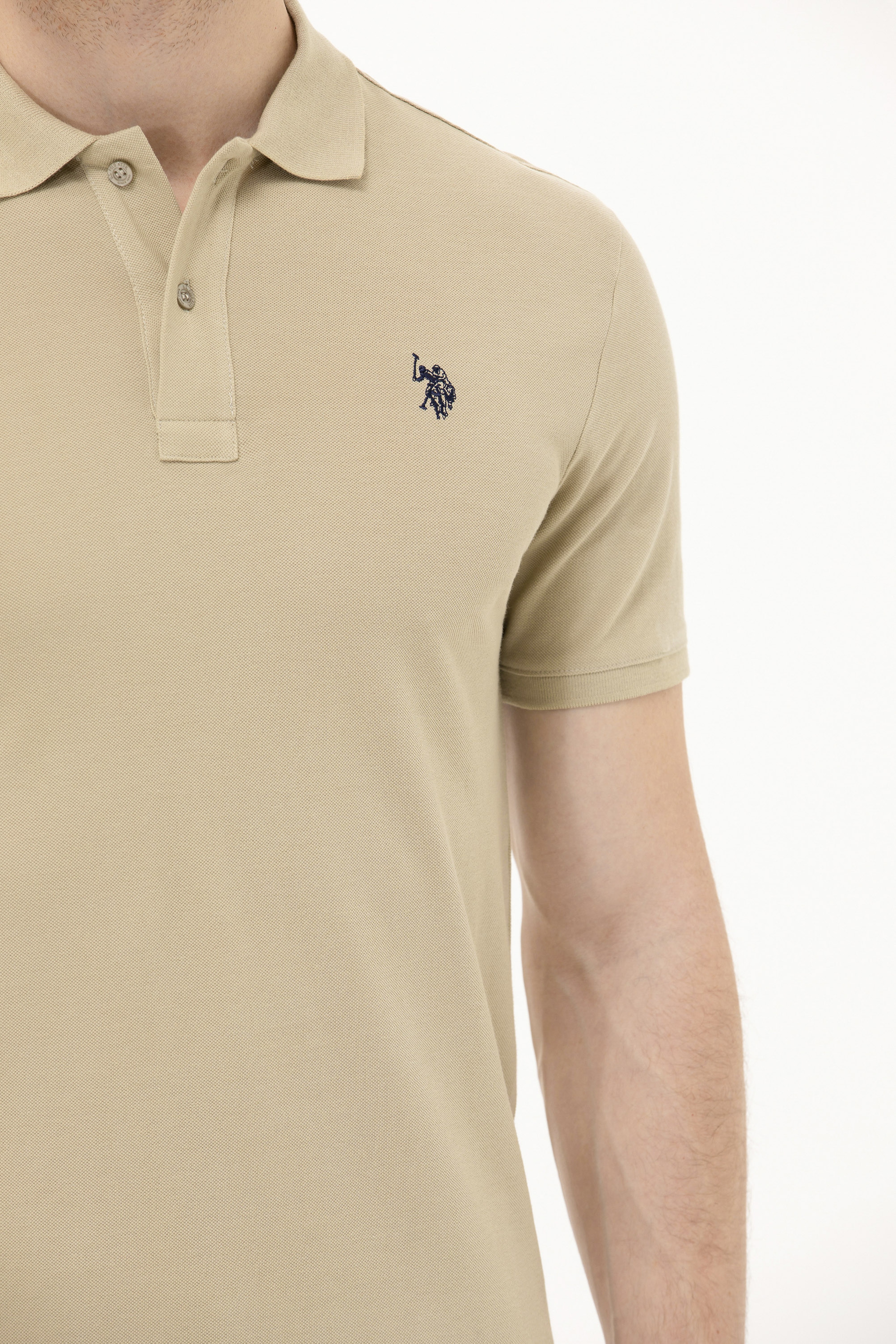Erkek Haki Basic Polo Yaka Tişört - Image 7