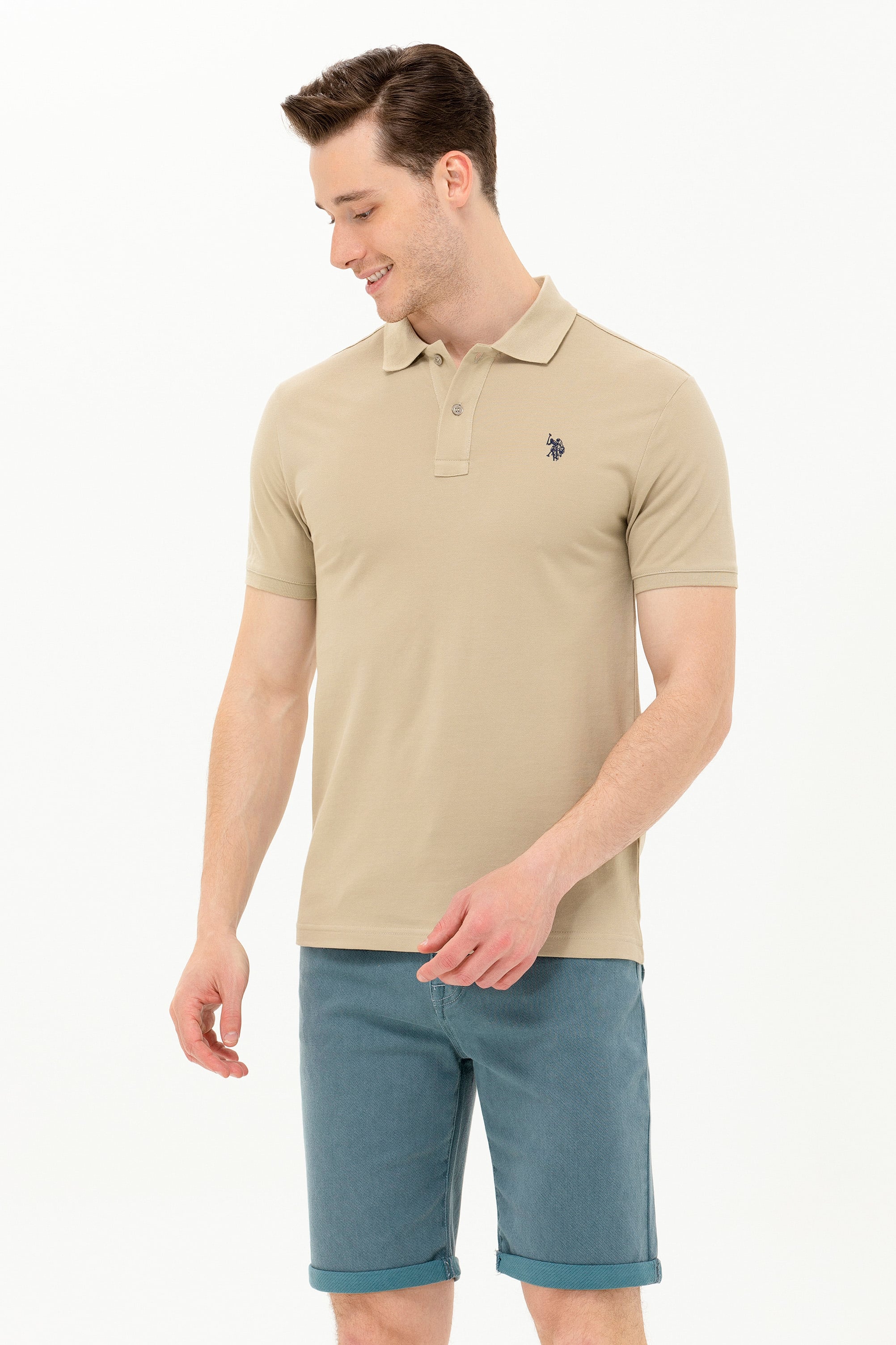 Erkek Haki Basic Polo Yaka Tişört