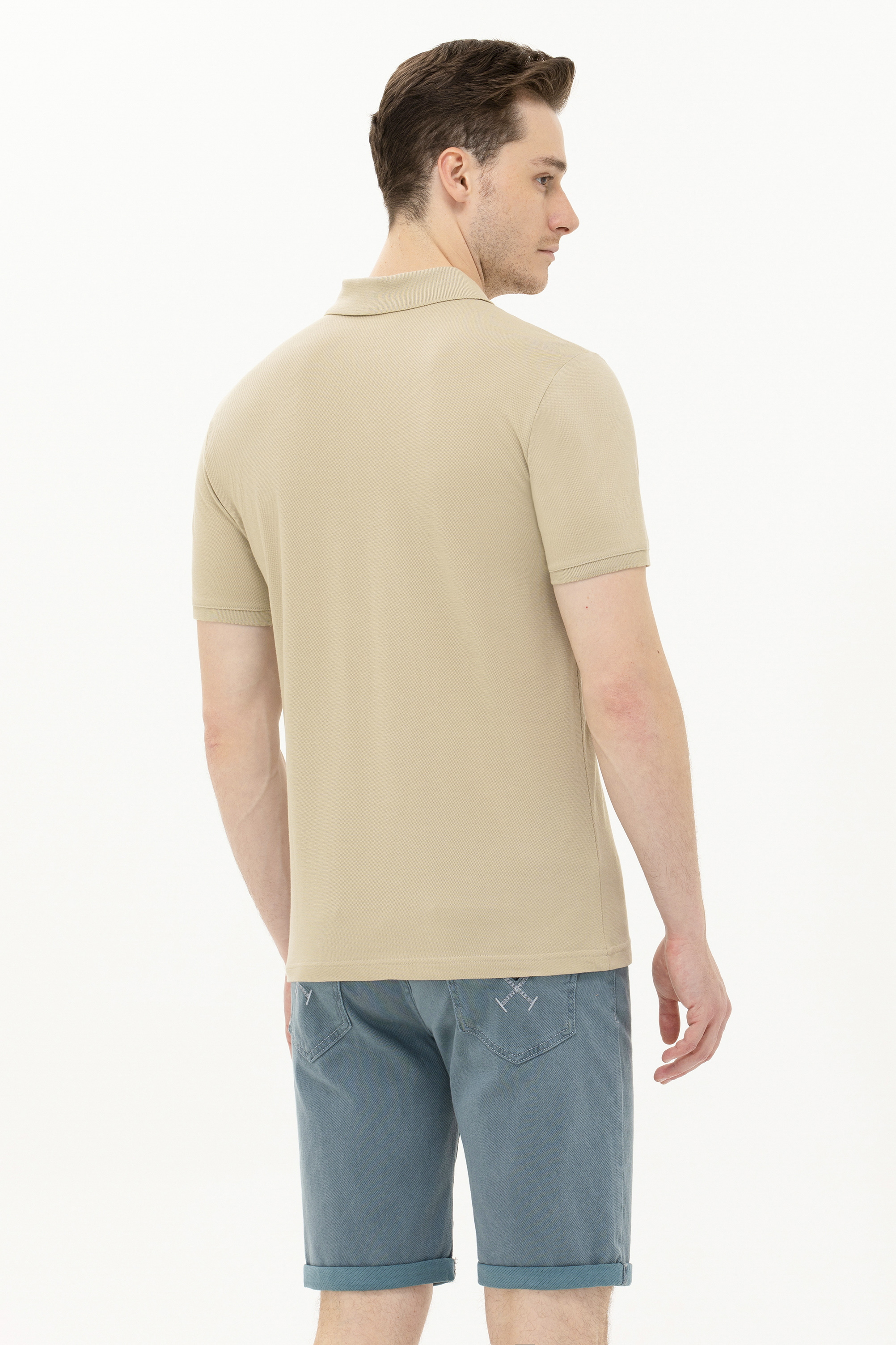Erkek Haki Basic Polo Yaka Tişört