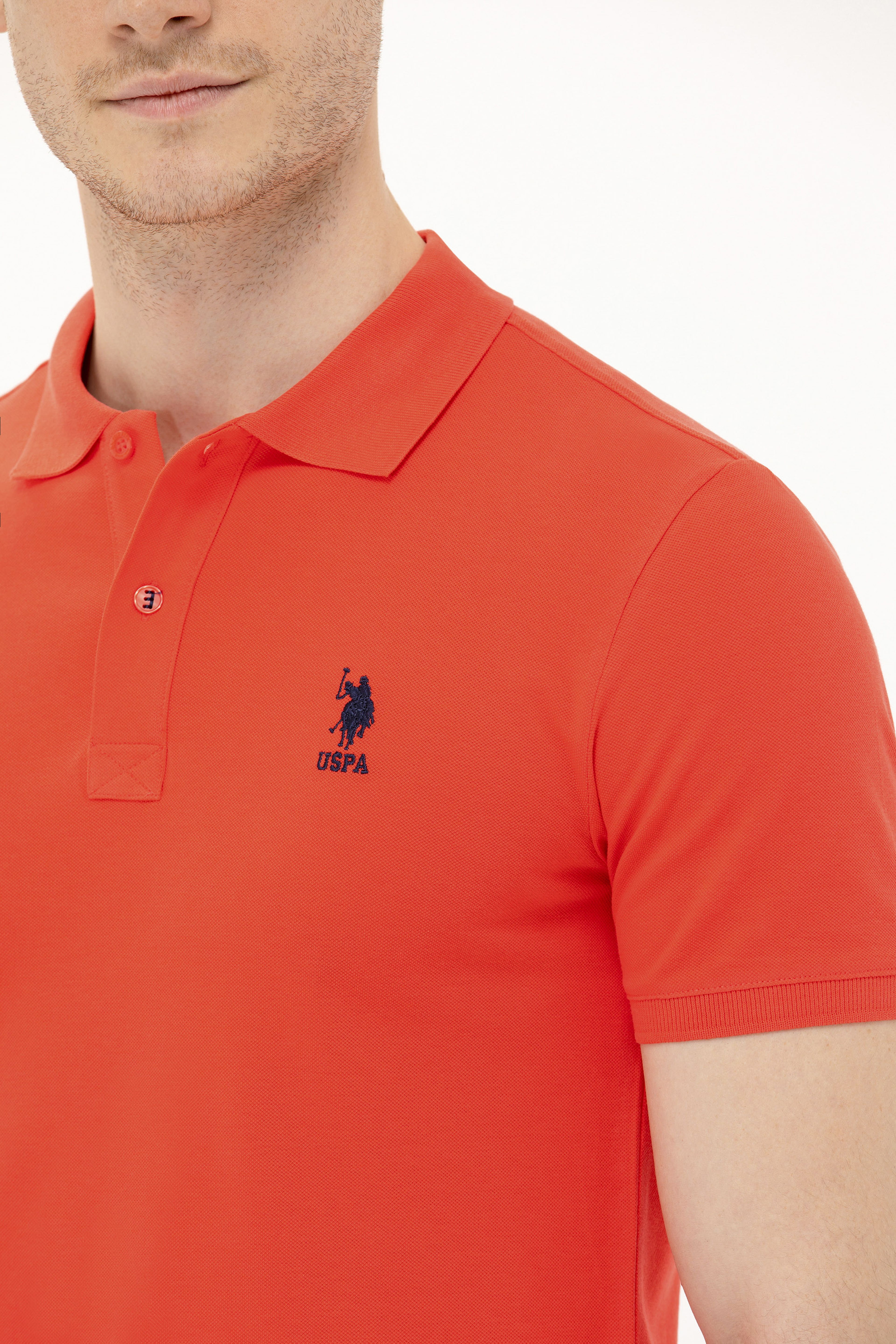 Erkek Kırmızı Basic Polo Yaka Tişört - Image 7