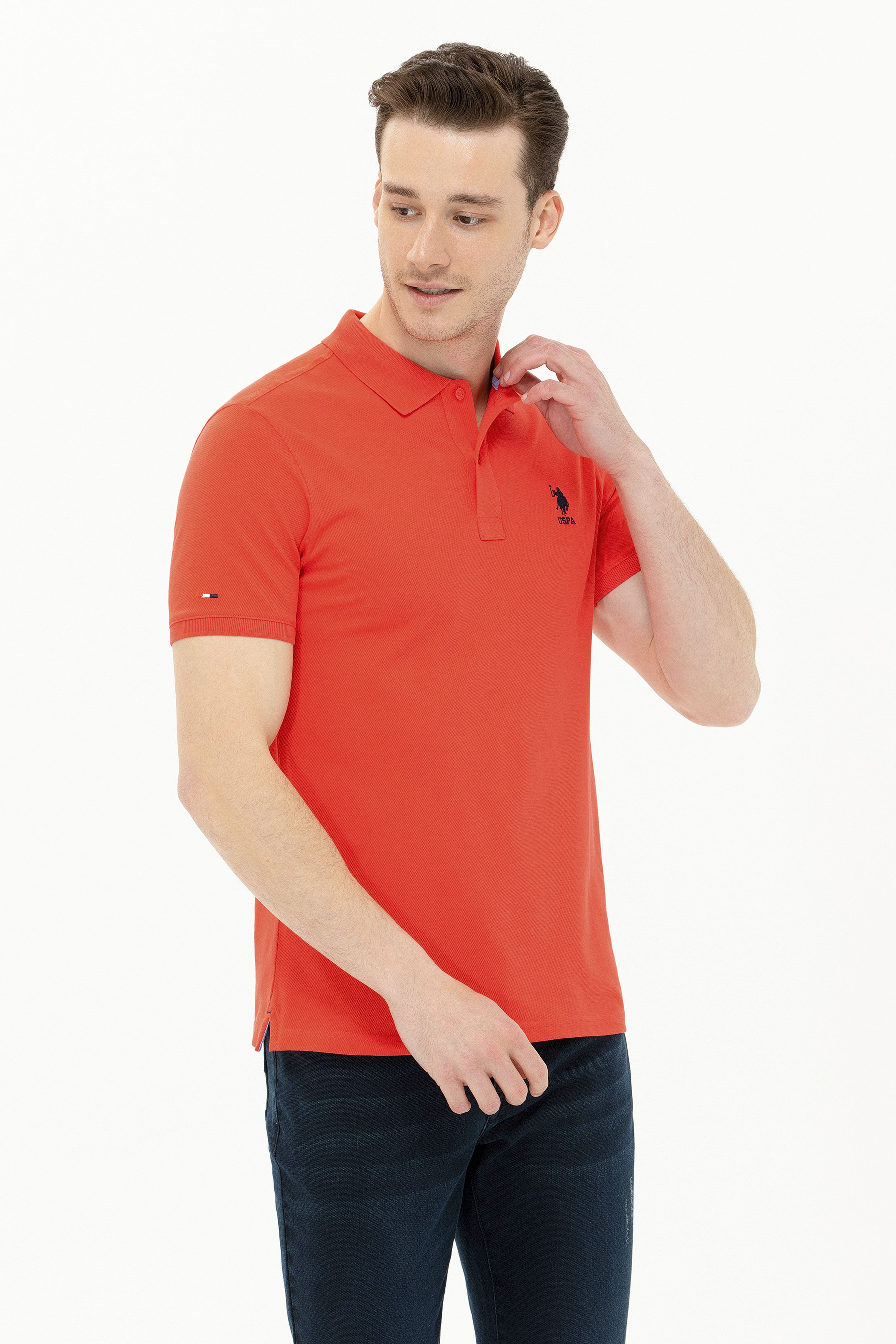 Erkek Kırmızı Basic Polo Yaka Tişört - Image 1