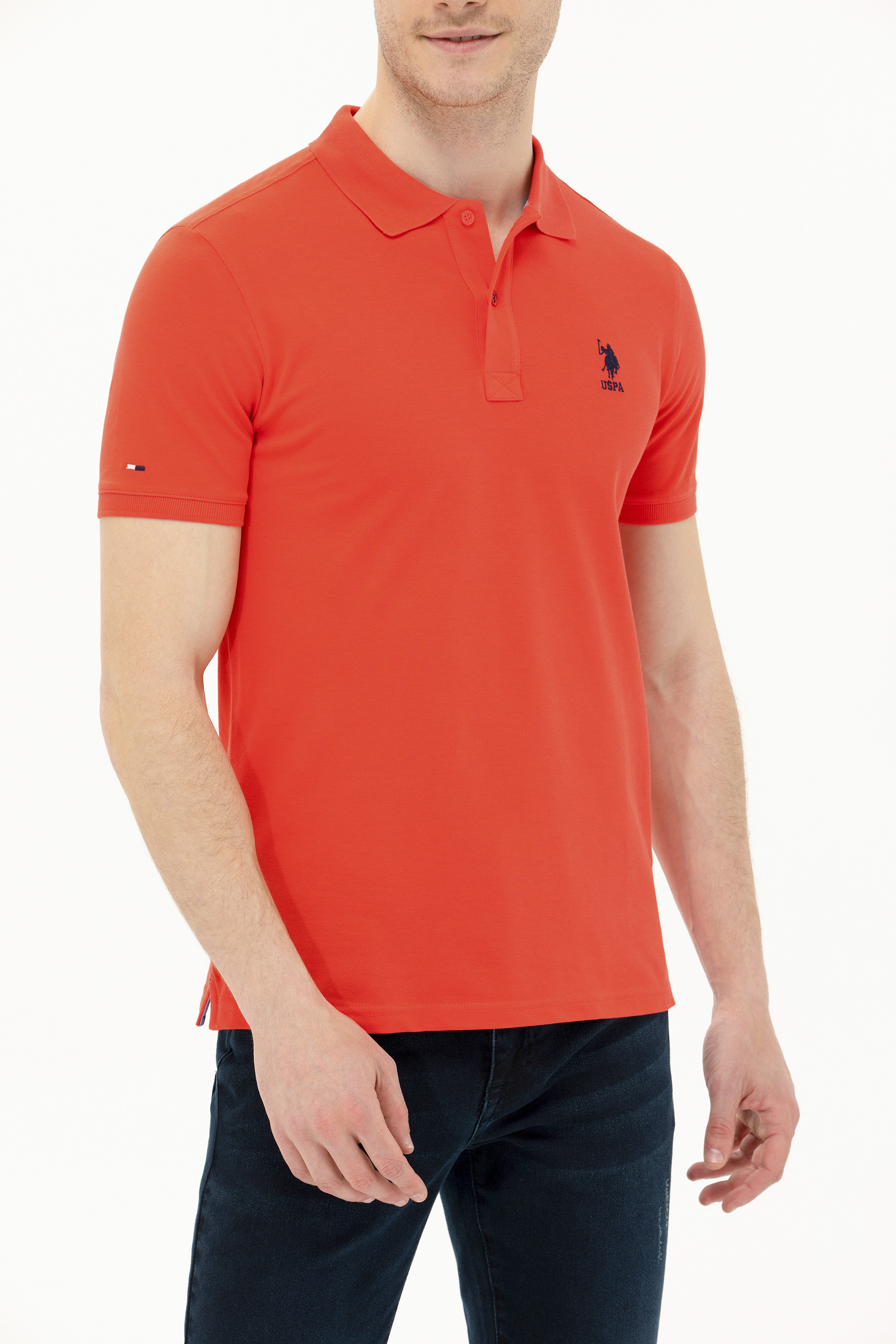 Erkek Kırmızı Basic Polo Yaka Tişört - Image 6