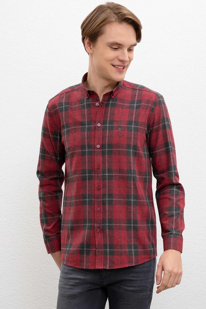 Erkek Kırmızı Gömlek Uzunkol