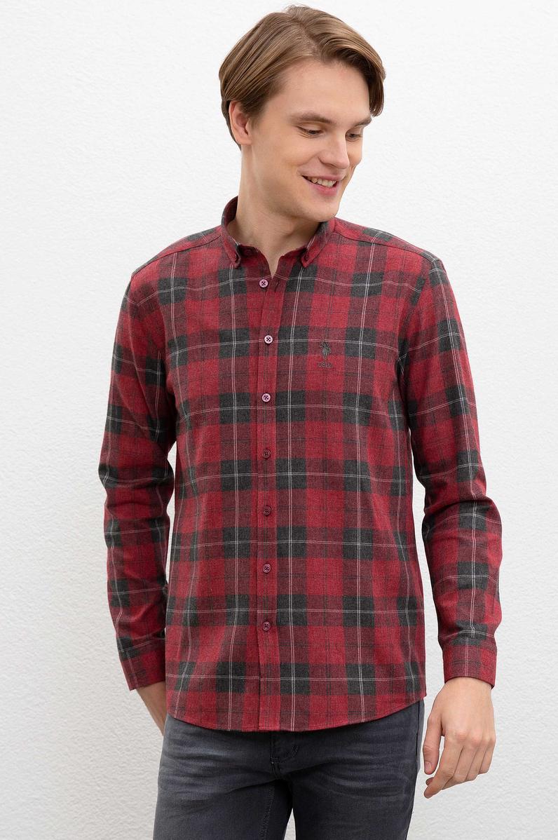 Erkek Kırmızı Gömlek Uzunkol