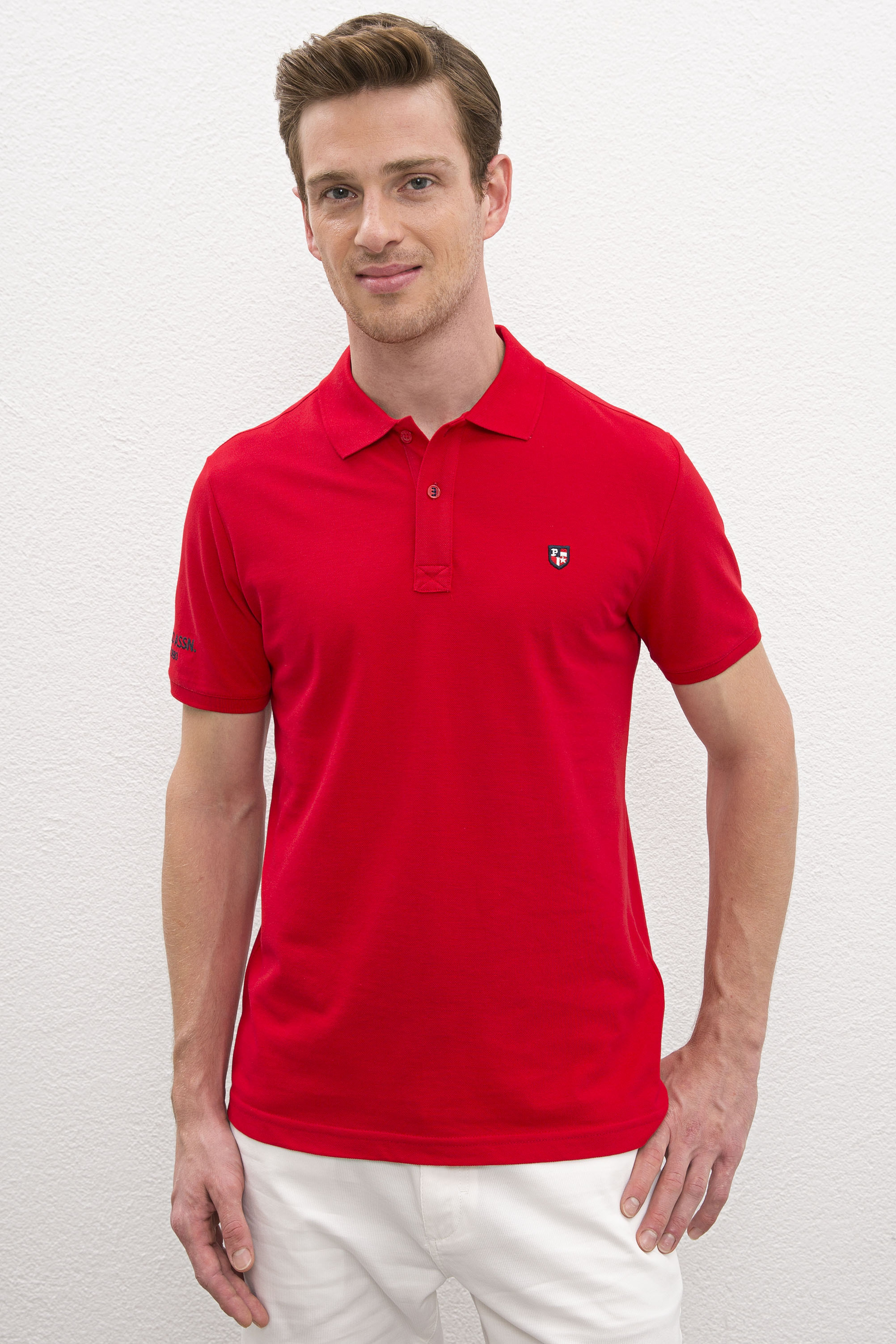 Erkek Kırmızı Polo Yaka T-Shirt Basic - Image 1