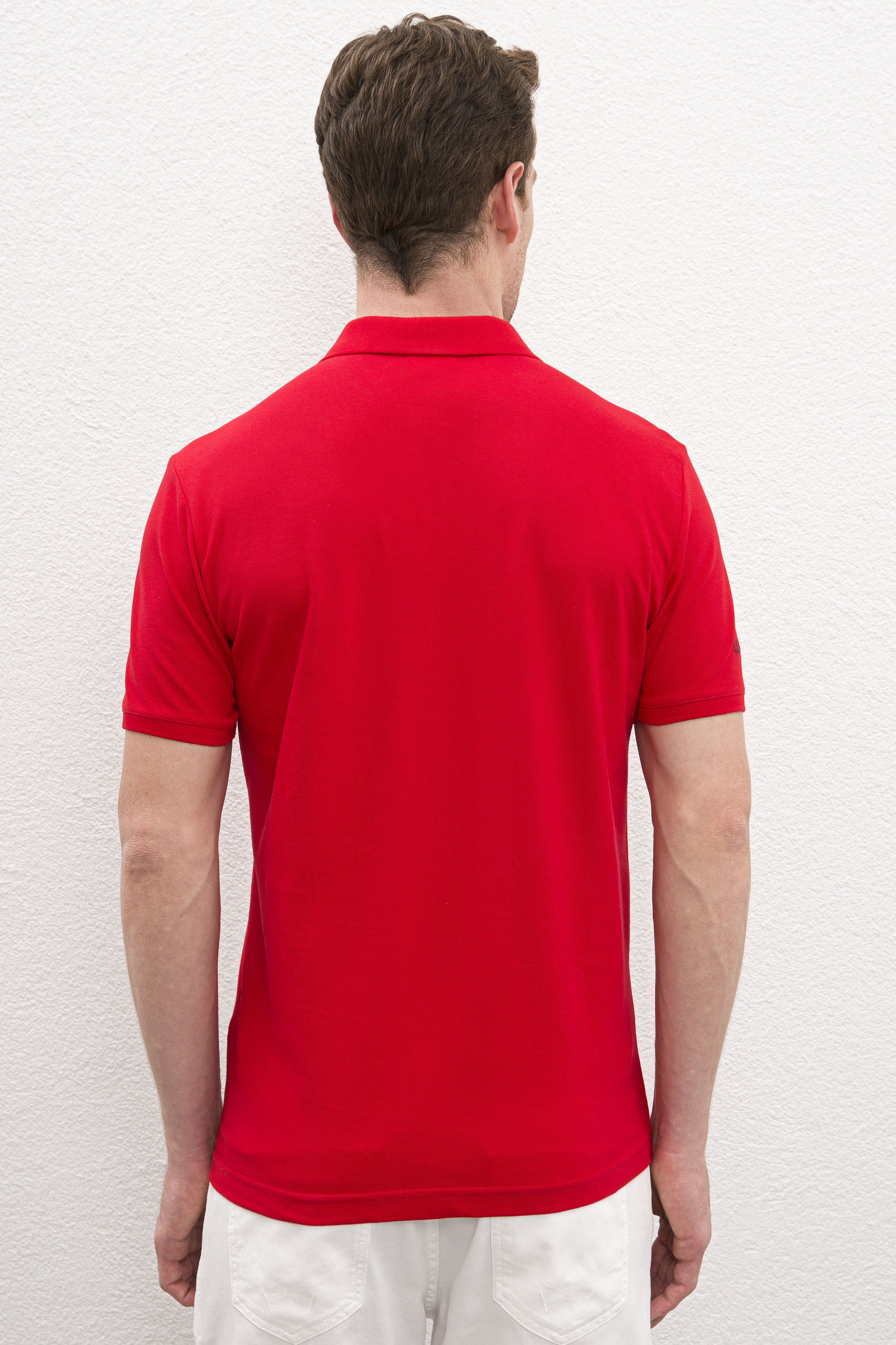 Erkek Kırmızı Polo Yaka T-Shirt Basic - Image 3