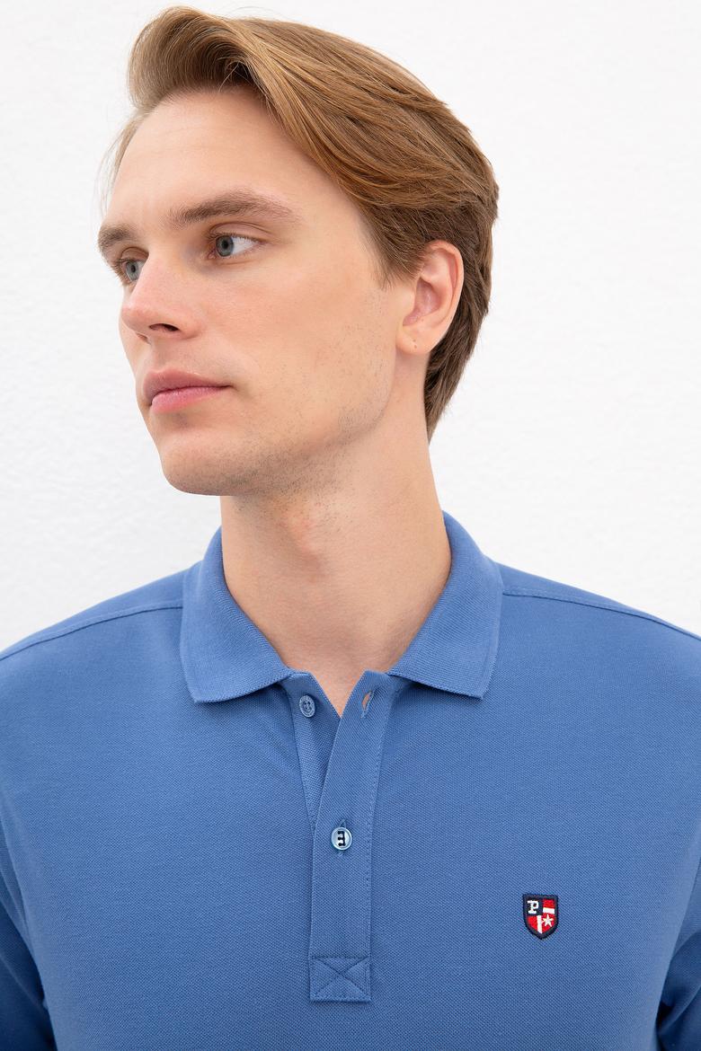 Erkek Mavi Polo Yaka T-Shirt Basic - 50218822108