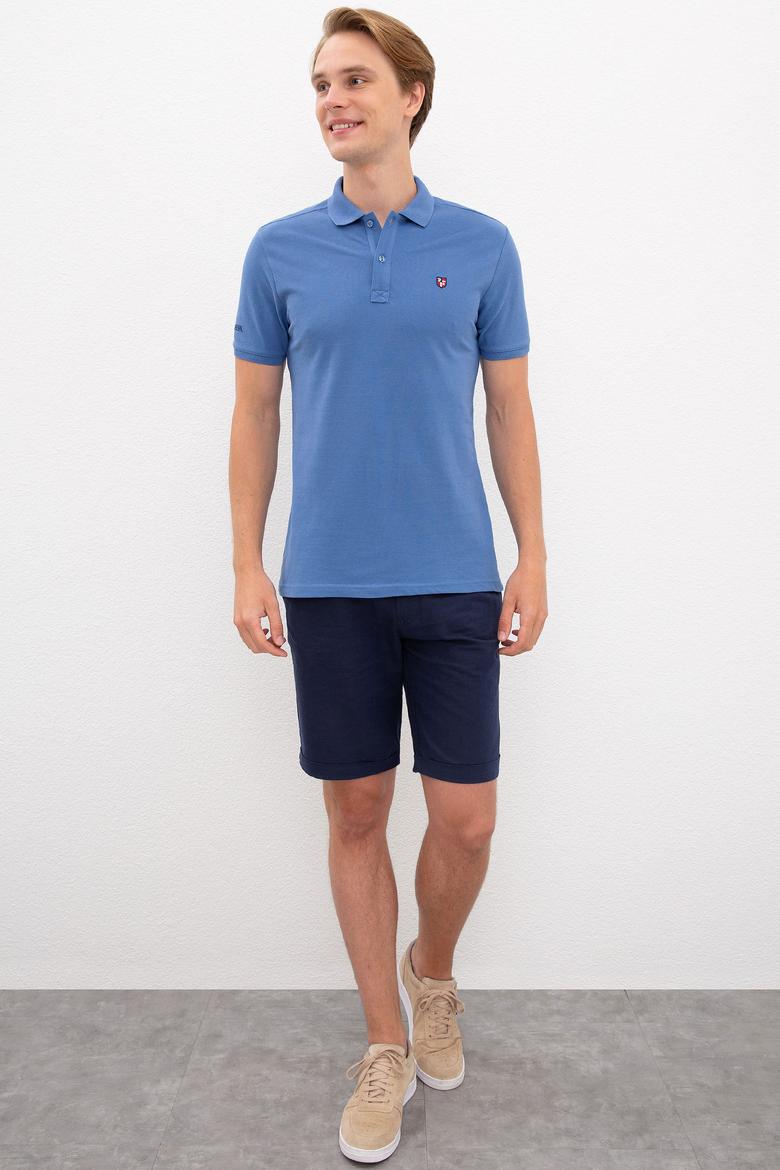 Erkek Mavi Polo Yaka T-Shirt Basic - 50218822108