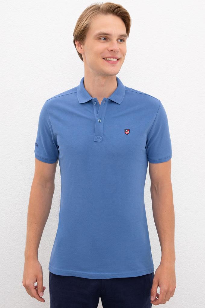 Erkek Mavi Polo Yaka T-Shirt Basic