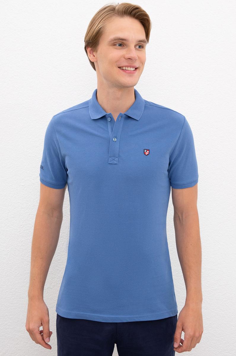Erkek Mavi Polo Yaka T-Shirt Basic