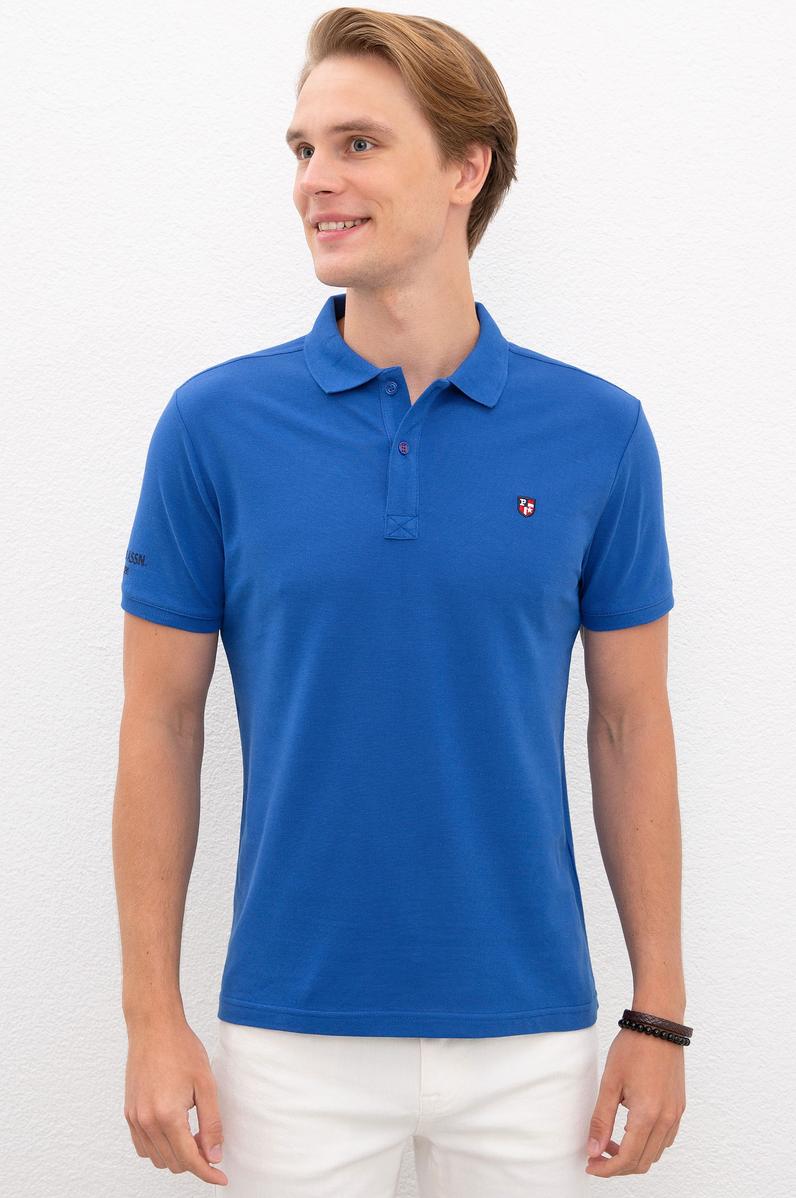 Erkek Saks Polo Yaka T-Shirt Basic