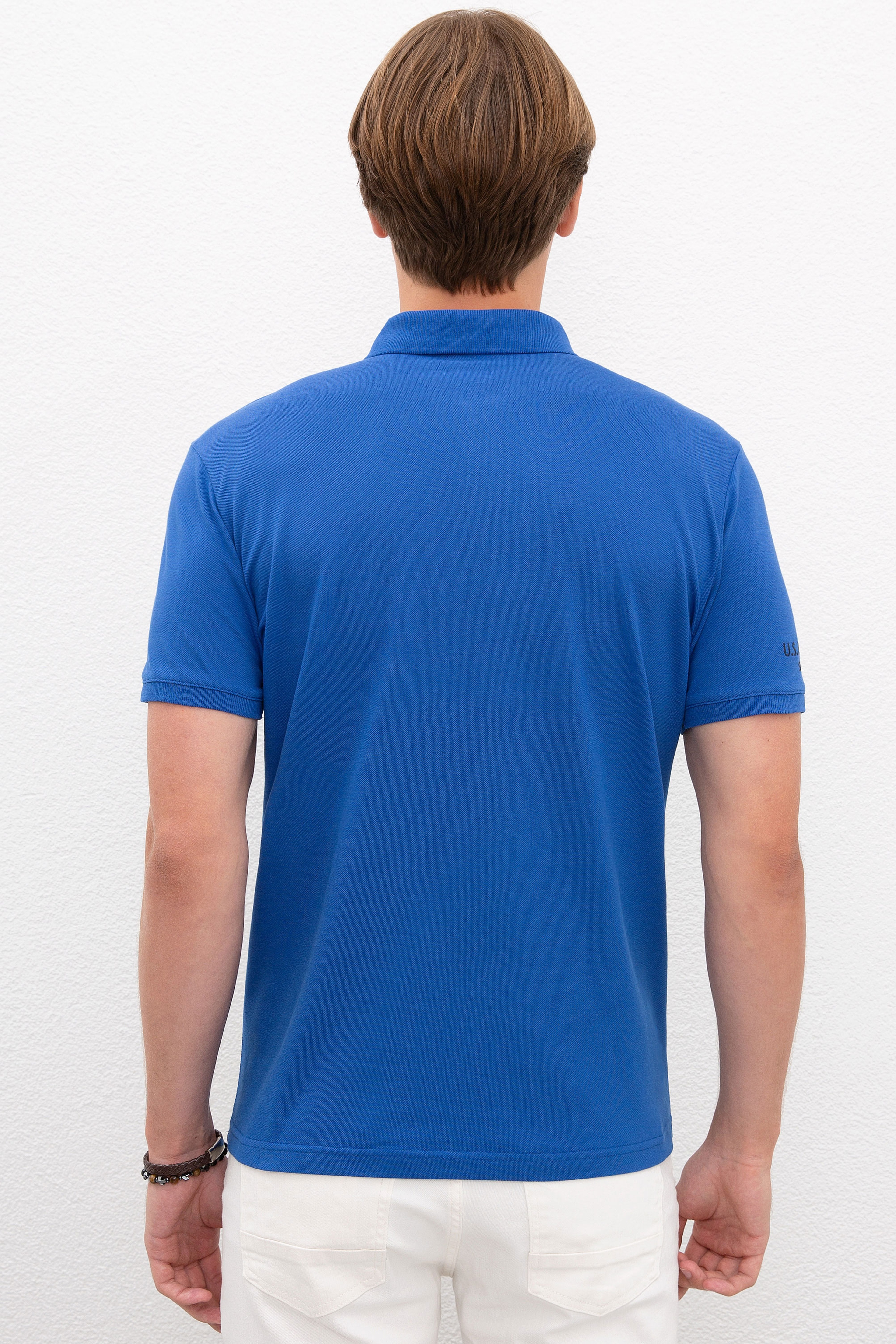 Erkek Saks Polo Yaka T-Shirt Basic - Image 3