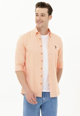 Erkek Turuncu Uzun Kollu Basic Gömlek - 50263099063