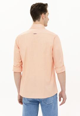 Erkek Turuncu Uzun Kollu Basic Gömlek - 50263099063