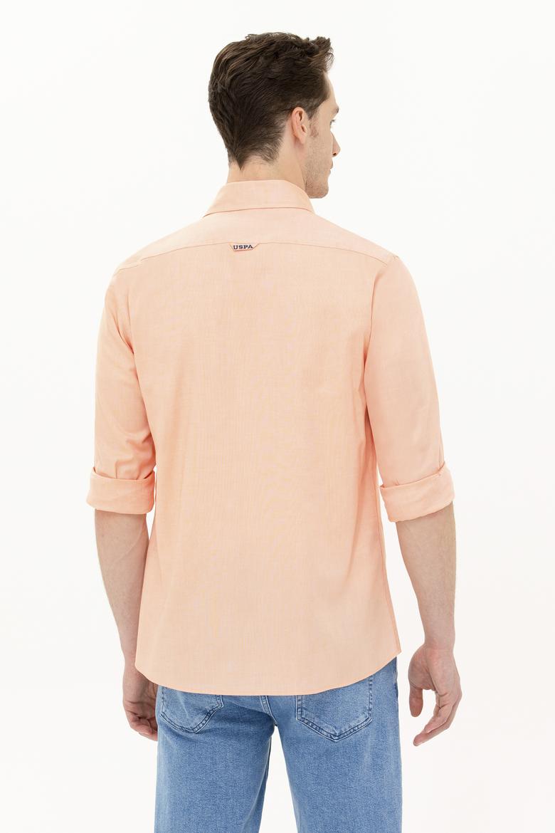Erkek Turuncu Uzun Kollu Basic Gömlek - 50263099063