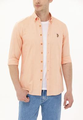 Erkek Turuncu Uzun Kollu Basic Gömlek - 50263099063