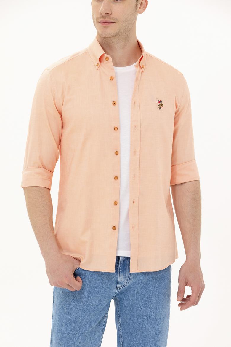 Erkek Turuncu Uzun Kollu Basic Gömlek - 50263099063