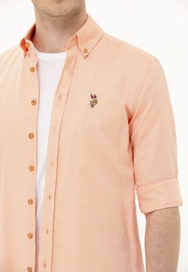 Erkek Turuncu Uzun Kollu Basic Gömlek - 50263099063