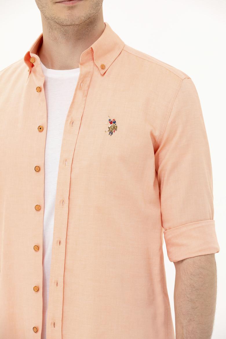 Erkek Turuncu Uzun Kollu Basic Gömlek - 50263099063