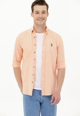 Erkek Turuncu Uzun Kollu Basic Gömlek - 50263099063