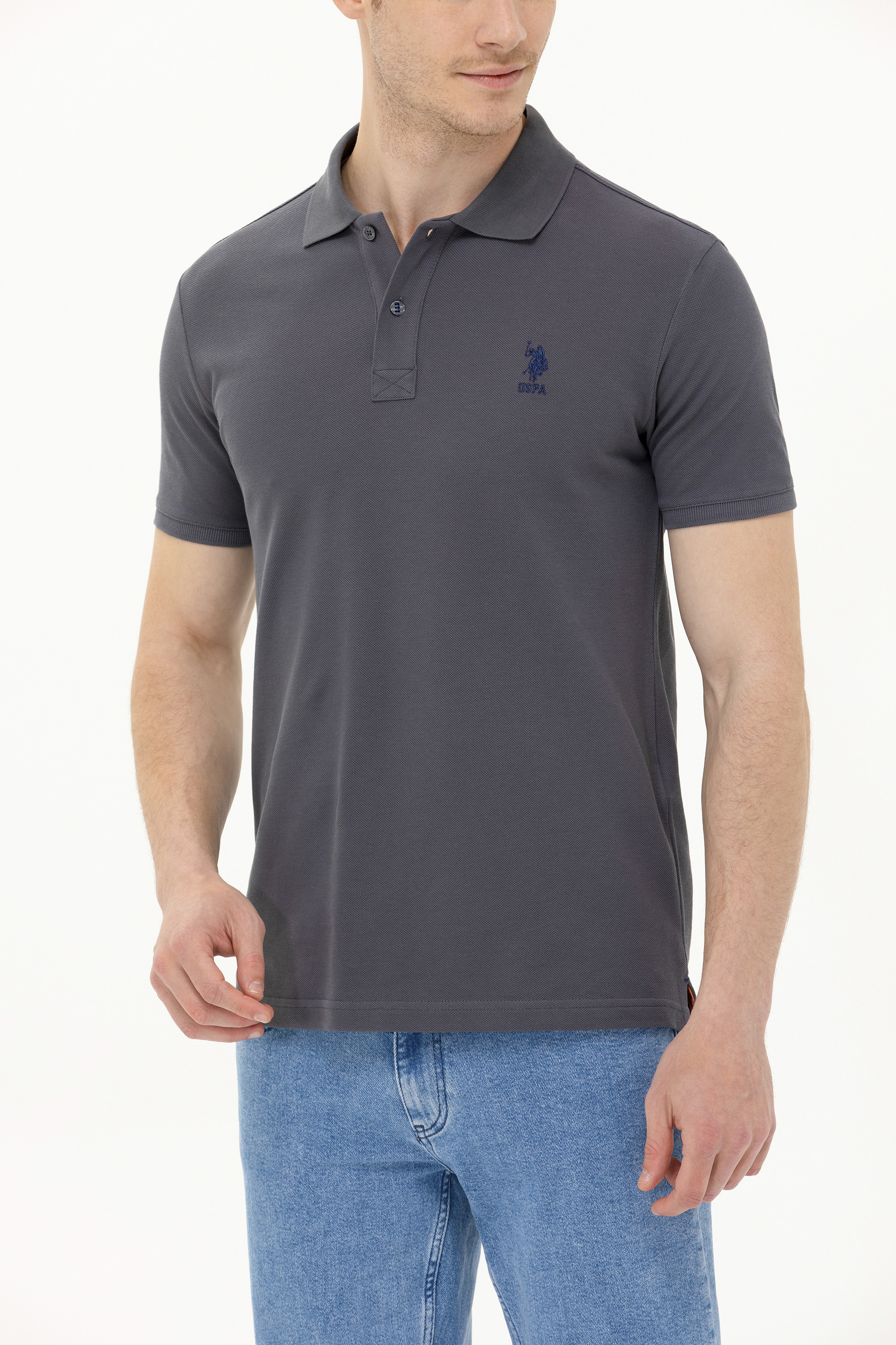 Erkek Antrasit Basic Polo Yaka Tişört