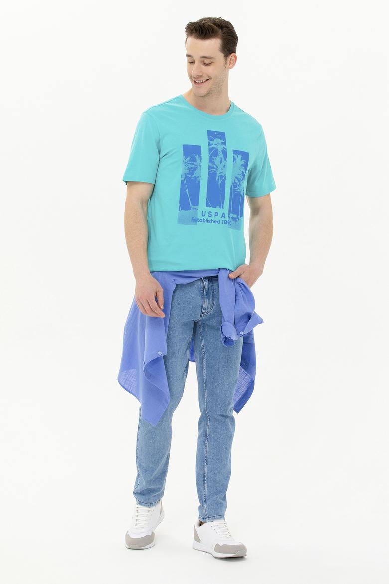 Erkek Mint Bisiklet Yaka Tişört - 50263397026