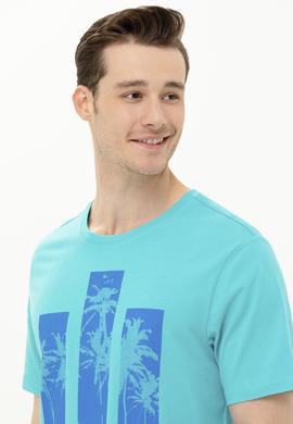 Erkek Mint Bisiklet Yaka Tişört - 50263397026