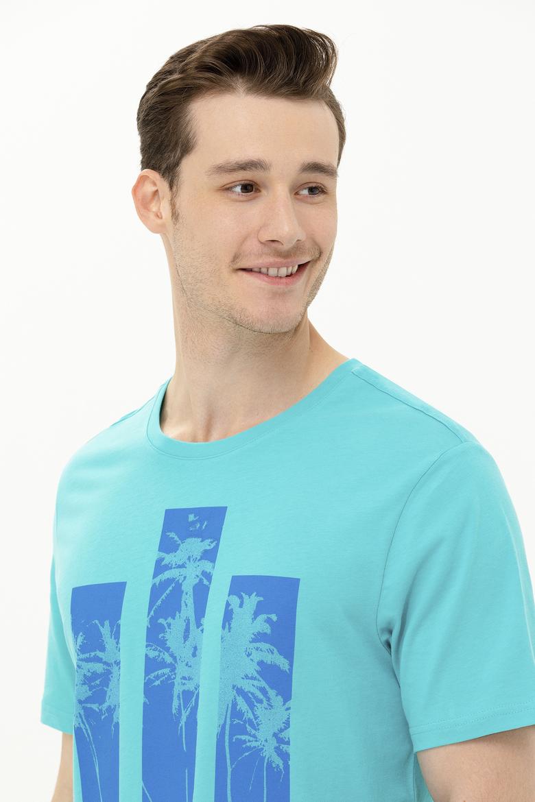 Erkek Mint Bisiklet Yaka Tişört - 50263397026