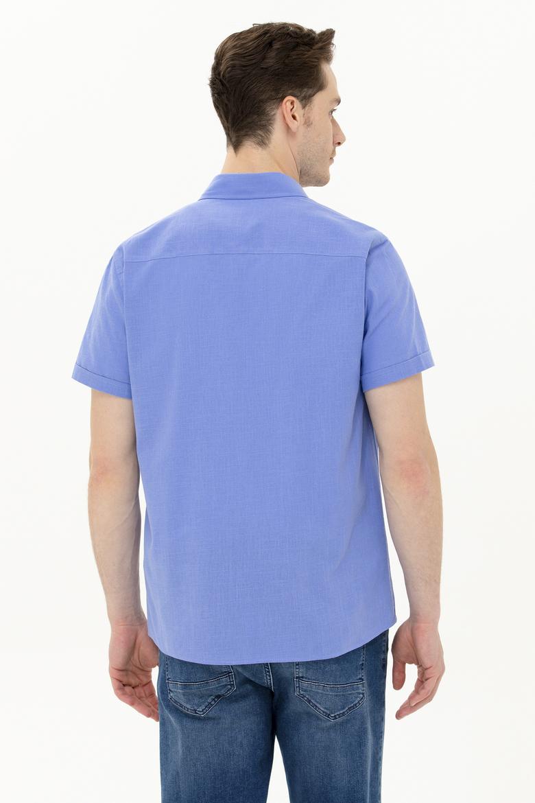 Erkek Mavi Kısa Kollu Gömlek - 50262846013