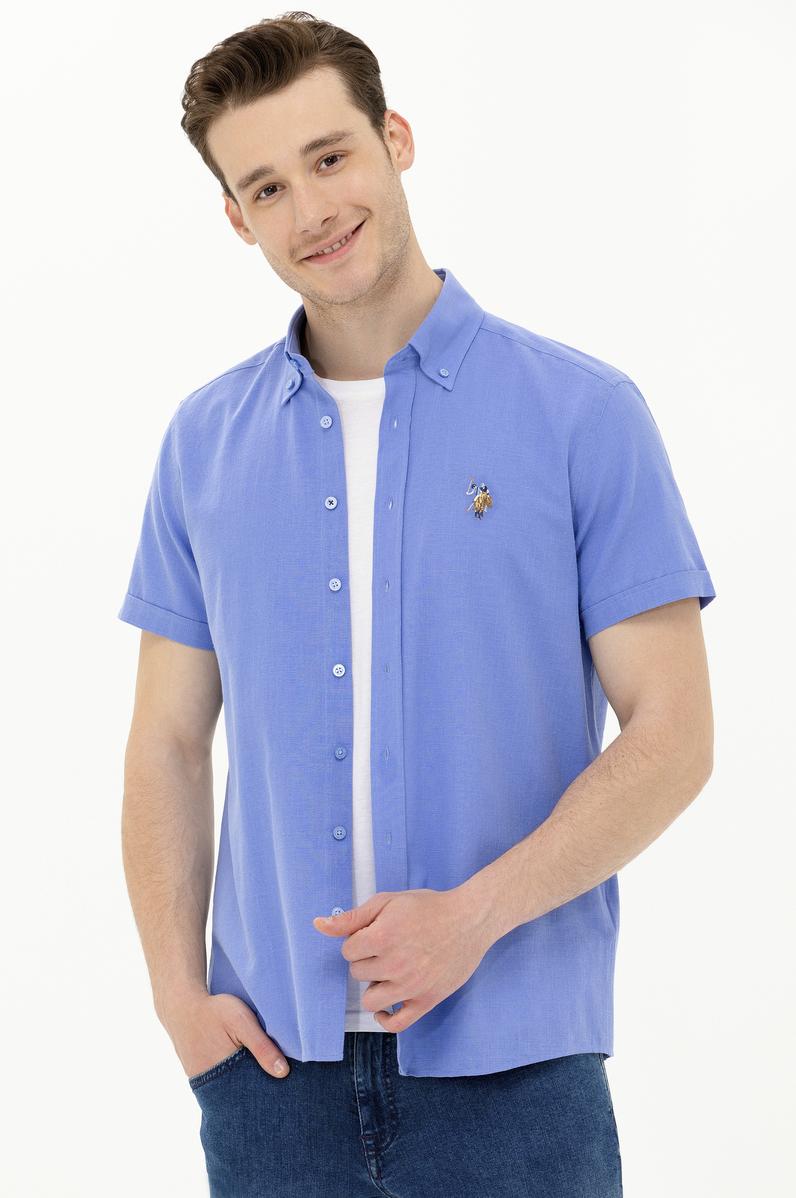 Erkek Mavi Kısa Kollu Gömlek