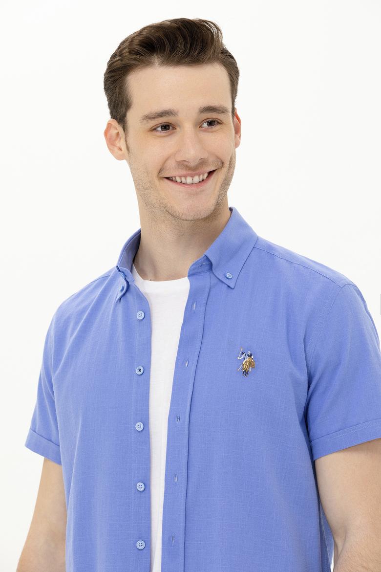 Erkek Mavi Kısa Kollu Gömlek - 50262846013