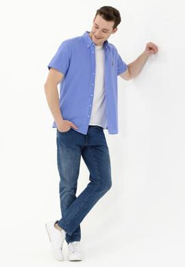 Erkek Mavi Kısa Kollu Gömlek - 50262846013