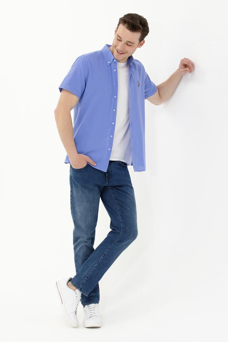 Erkek Mavi Kısa Kollu Gömlek - 50262846013