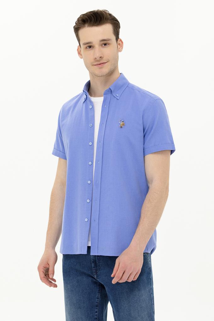 Erkek Mavi Kısa Kollu Gömlek
