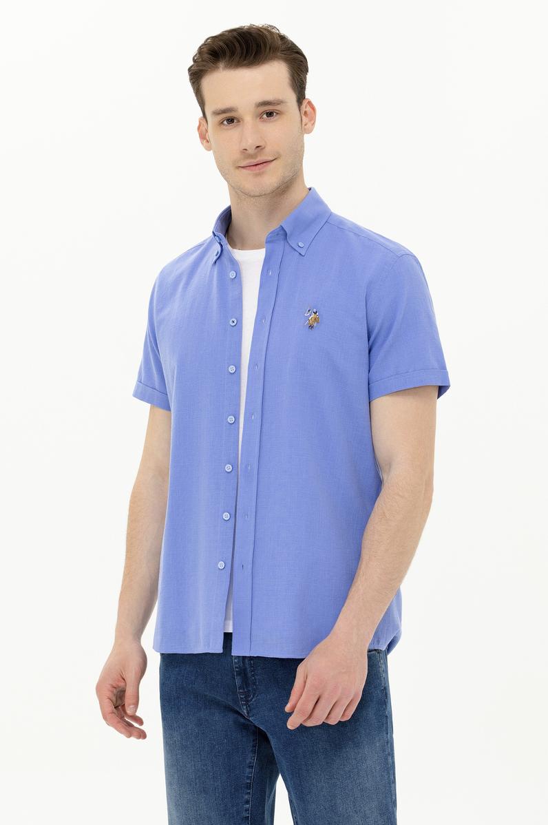 Erkek Mavi Kısa Kollu Gömlek