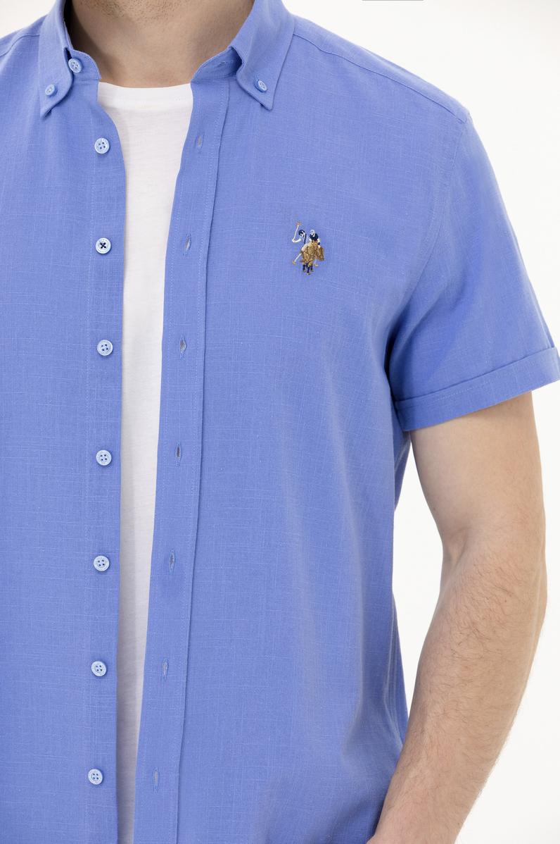 Erkek Mavi Kısa Kollu Gömlek