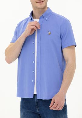 Erkek Mavi Kısa Kollu Gömlek - 50262846013