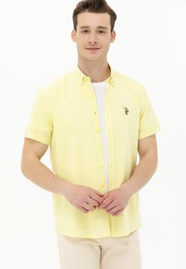 Erkek Açık Sarı Kısa Kollu Gömlek - 50262846023