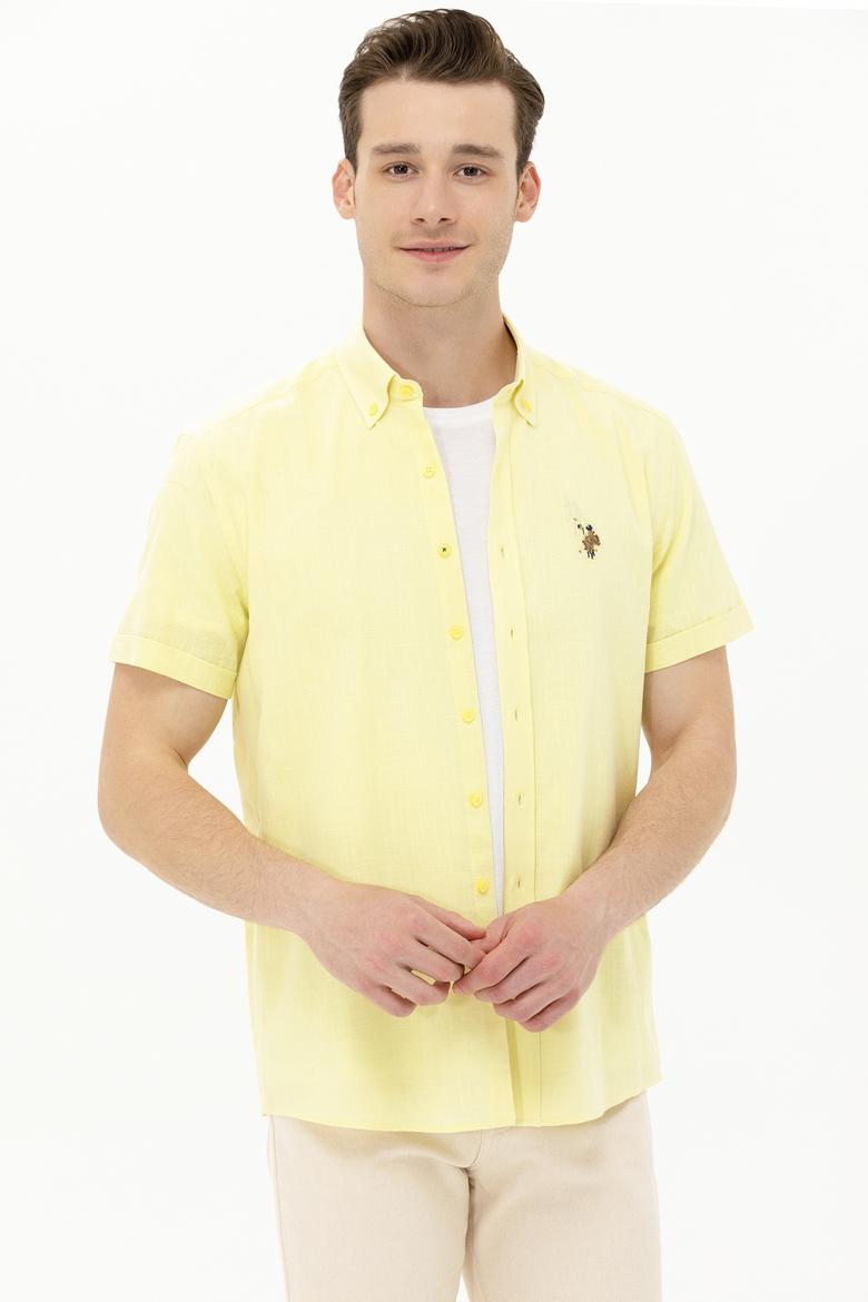 Erkek Açık Sarı Kısa Kollu Gömlek - 50262846023