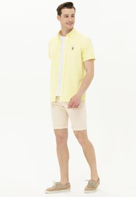 Erkek Açık Sarı Kısa Kollu Gömlek - 50262846020